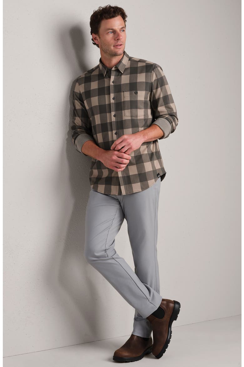 Hardy Check Flannel Button-Up Shirt, Alternate, color, FOGGY TAUPE/ IRON BUFFALO