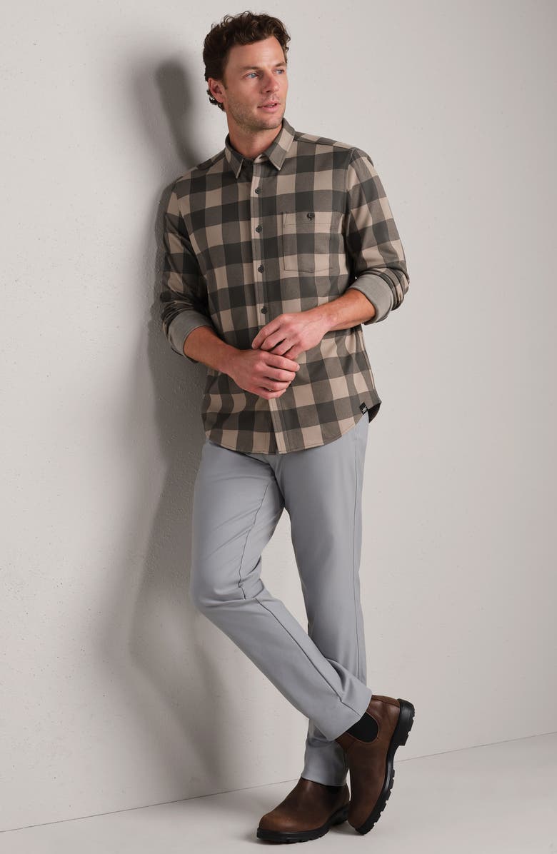 Rhone Hardy Check Flannel Button-Up Shirt, Alternate, color, Foggy Taupe/ Iron Buffalo