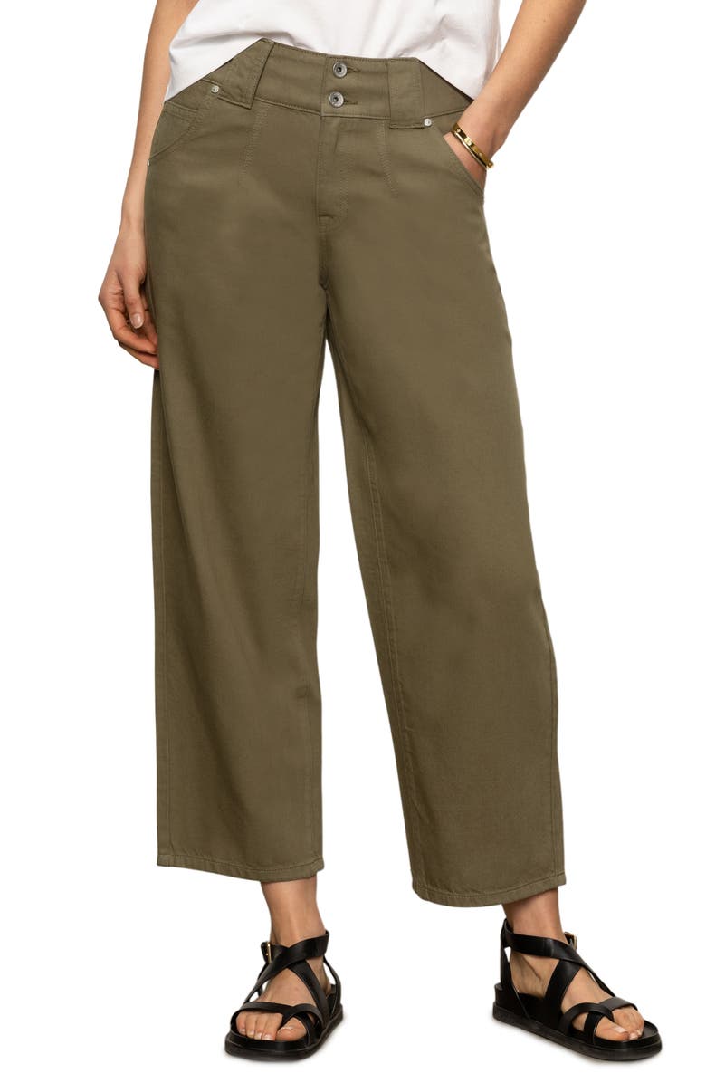 Sanctuary Side Car High Waist Ankle Barrel Jeans, Alternate, color, Burnt Oliv