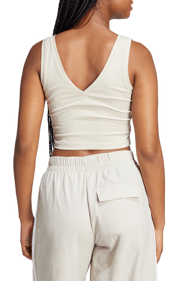 adidas Stretch Cotton Crop Tank, Alternate, color, Wonder Alumina/ White