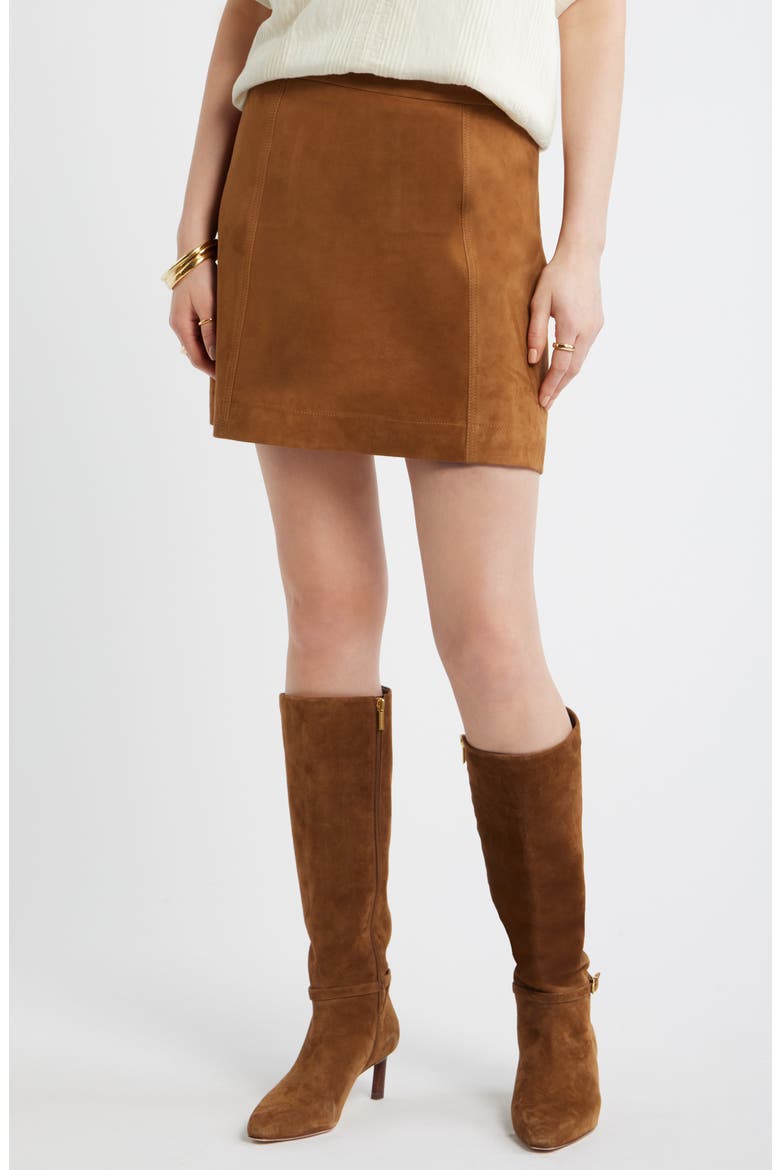 Suede Skirt, Main, color, TAN
