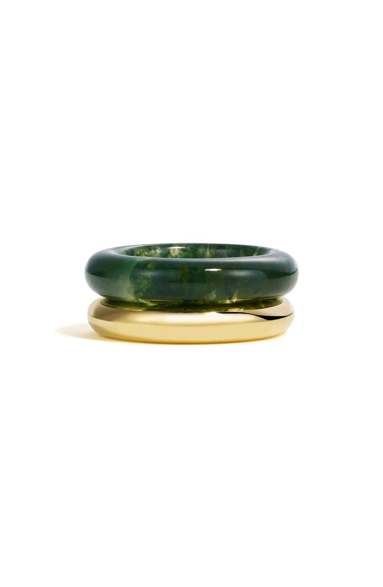 BY PARIAH Duo Set of 2 Stack Rings, Main, color, Moss Agate