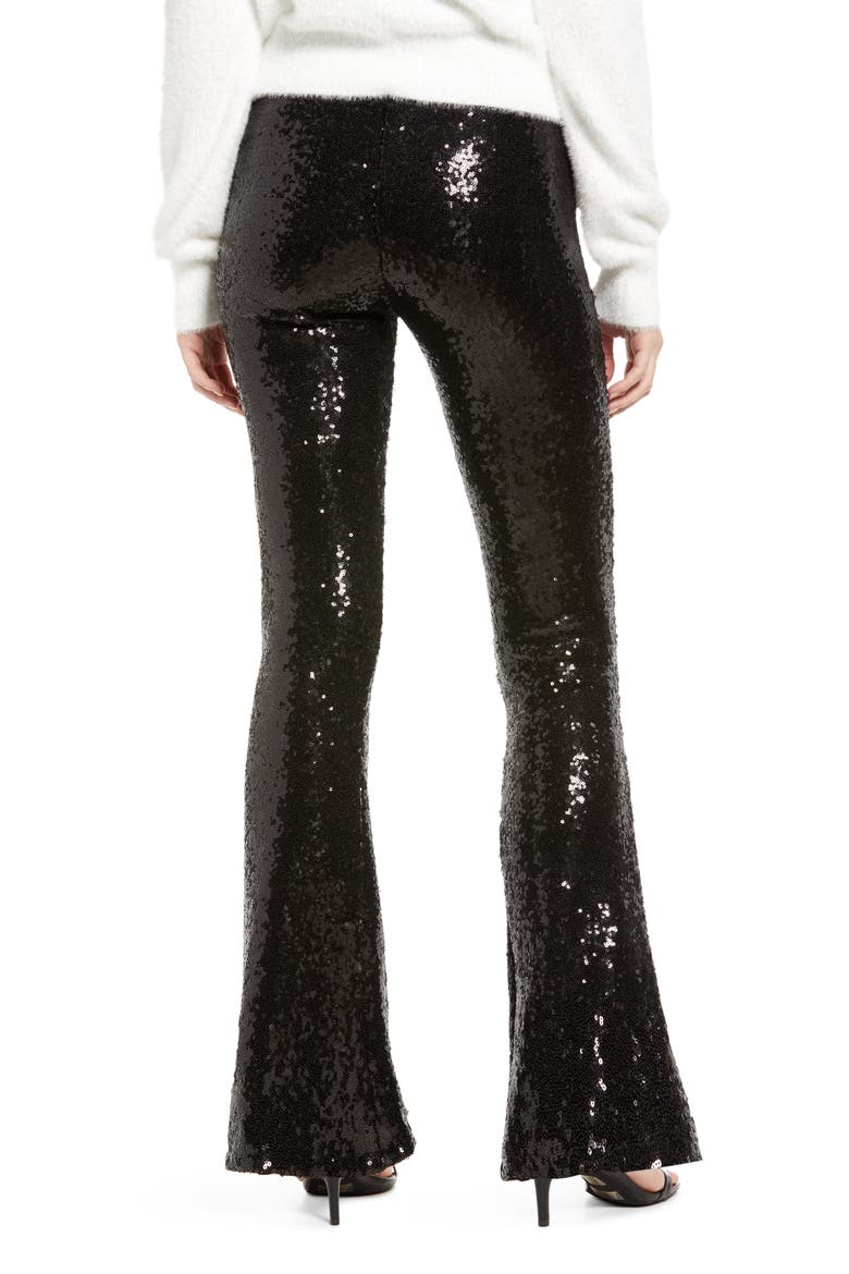 Sequin Flared Leggings, Alternate, color, BLACK