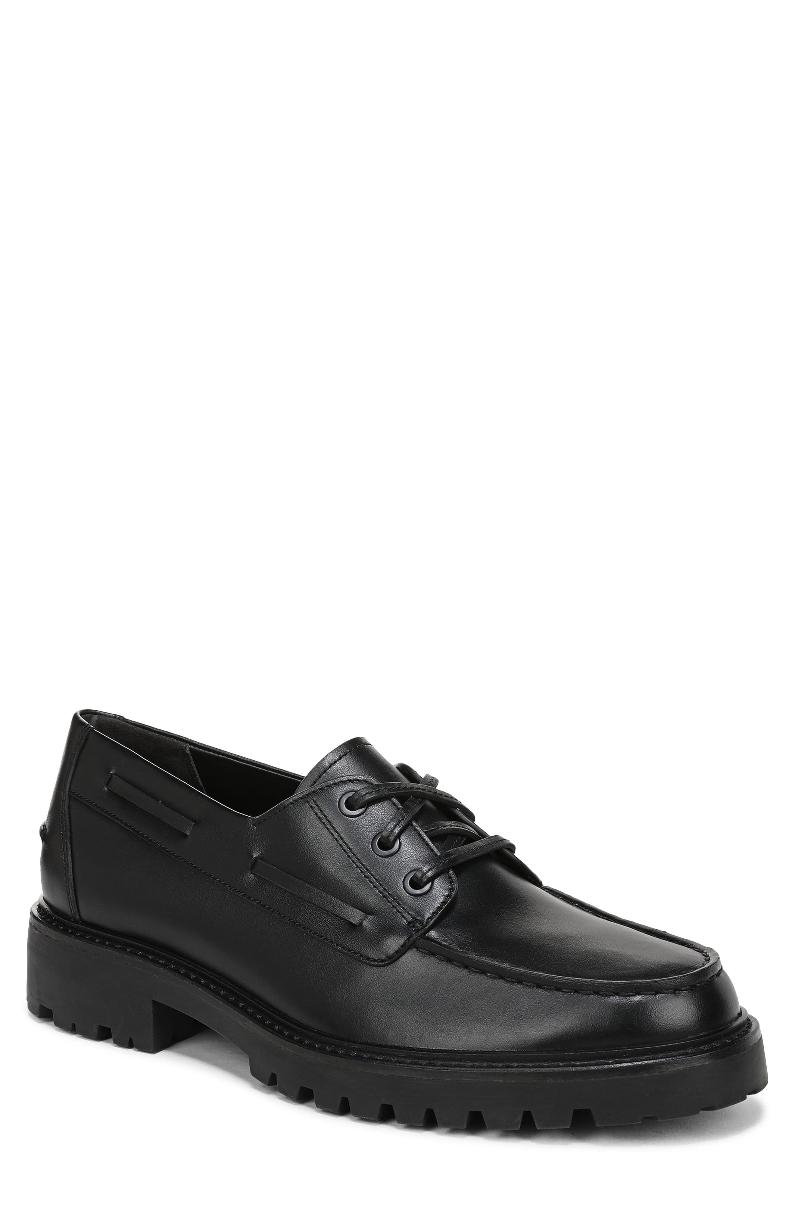 Dillon Lugged Moc Toe Boat Shoe, Main, color, BLACK