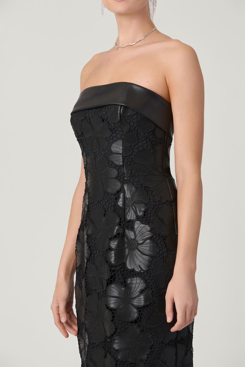 Leather Cut-Out Lace Serena Dress, Alternate, color, Jet