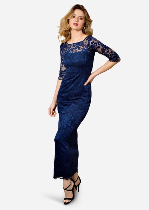 Lila 3/4 Sleeve Lace Maxi Gown
