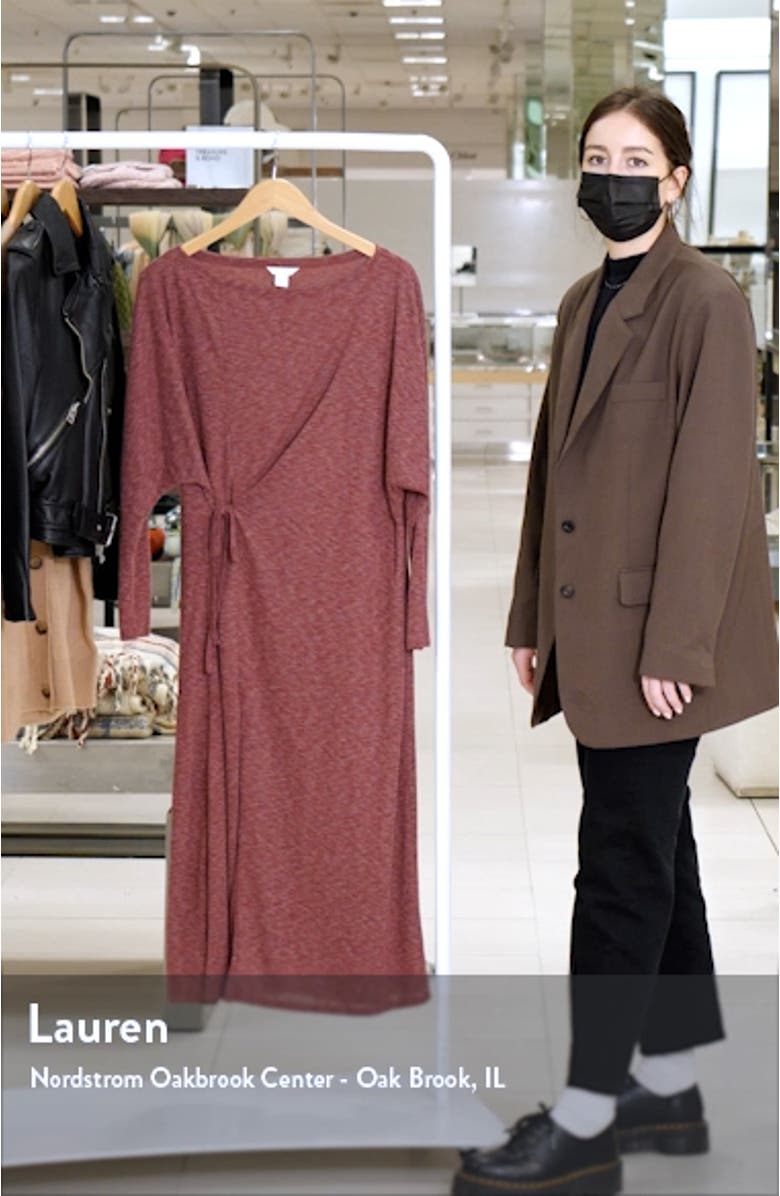 Cozy Long Sleeve Knit Wrap Dress, sales video thumbnail