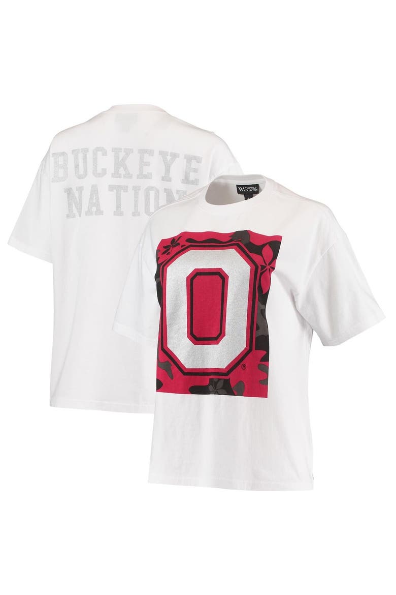 Women's The Wild Collective White Ohio State Buckeyes Camo Boxy Graphic T-Shirt, Main, color, White