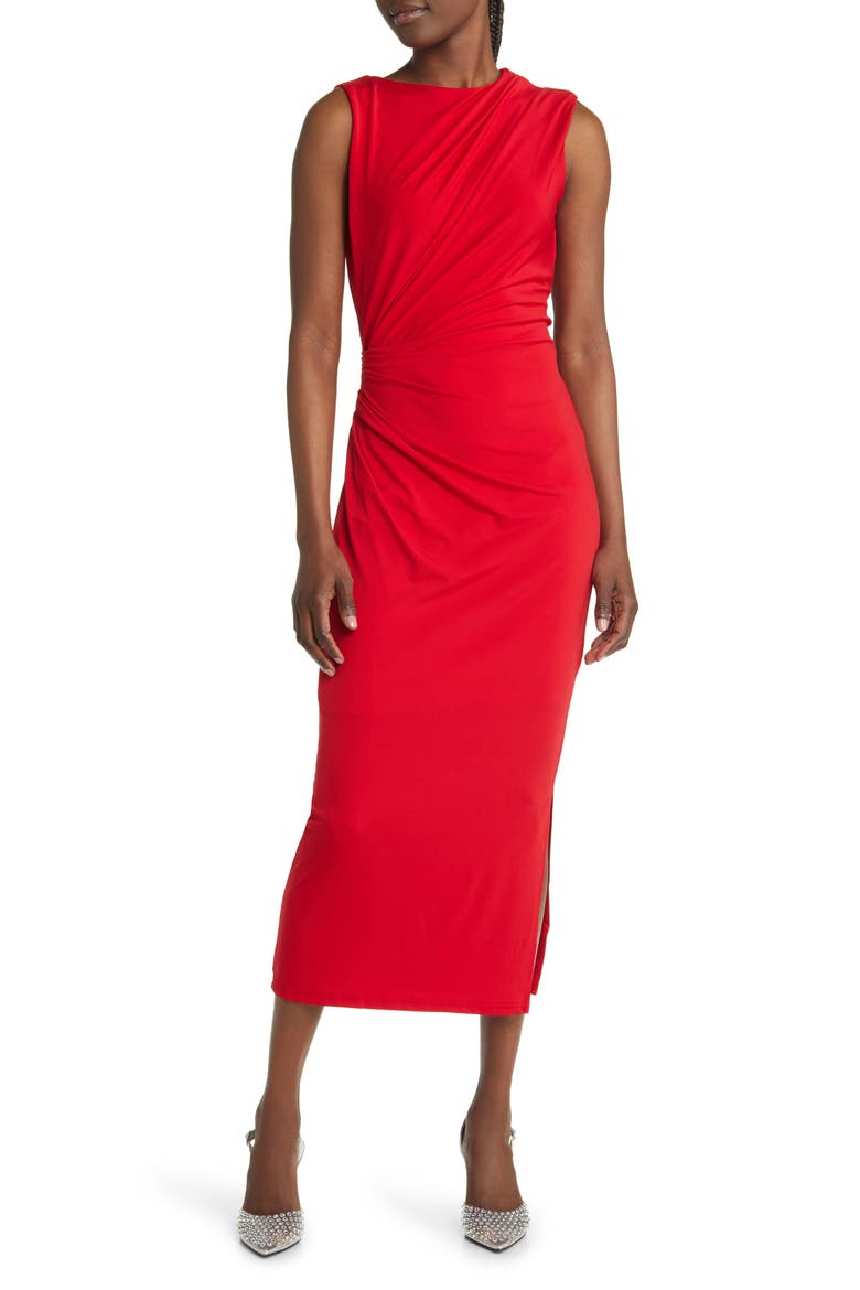 Ruched Body-Con Dress, Main, color, RED