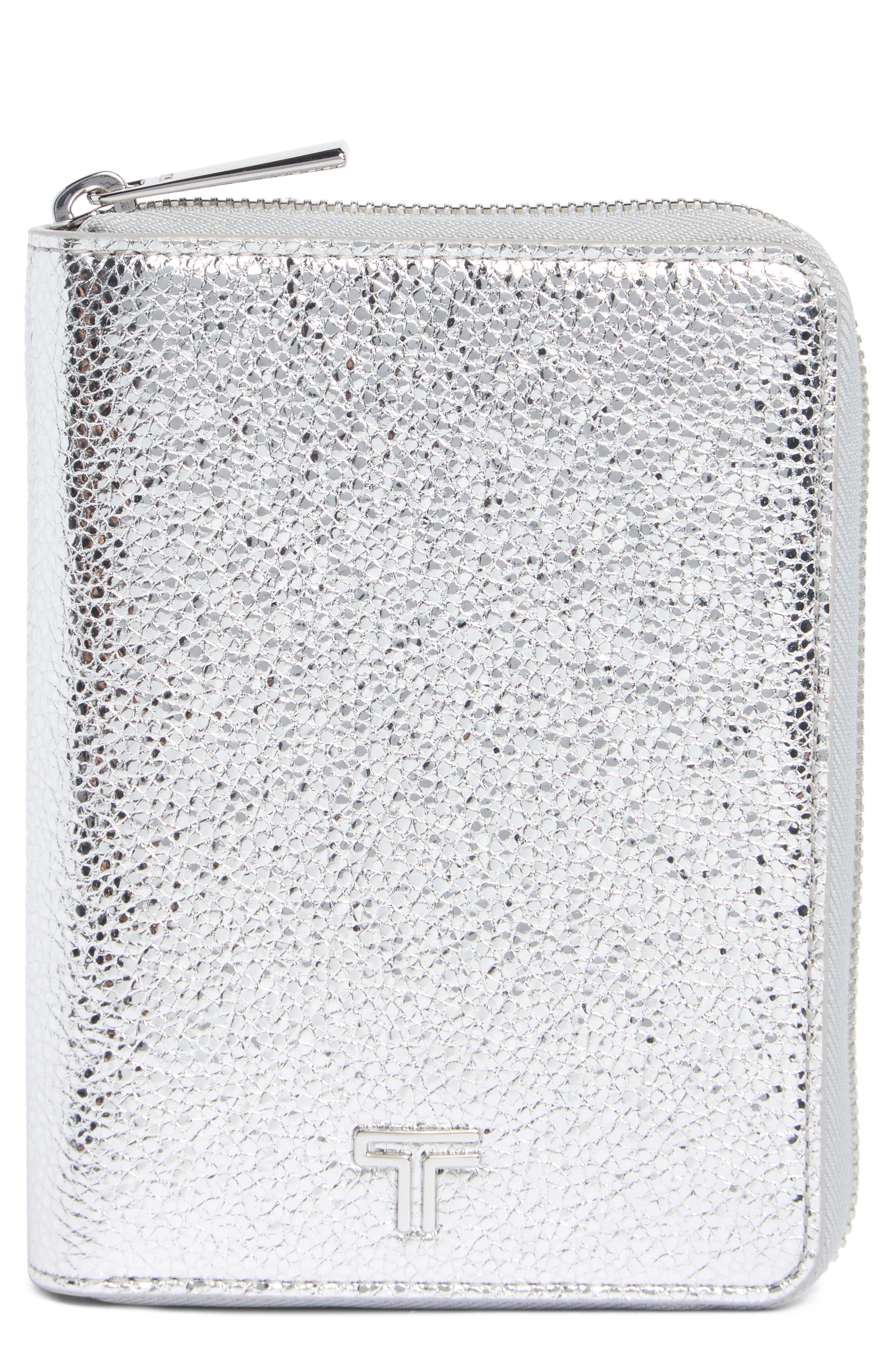 TUMI Belden Zip-Around Passport Case, Main, color, Metallic Silver