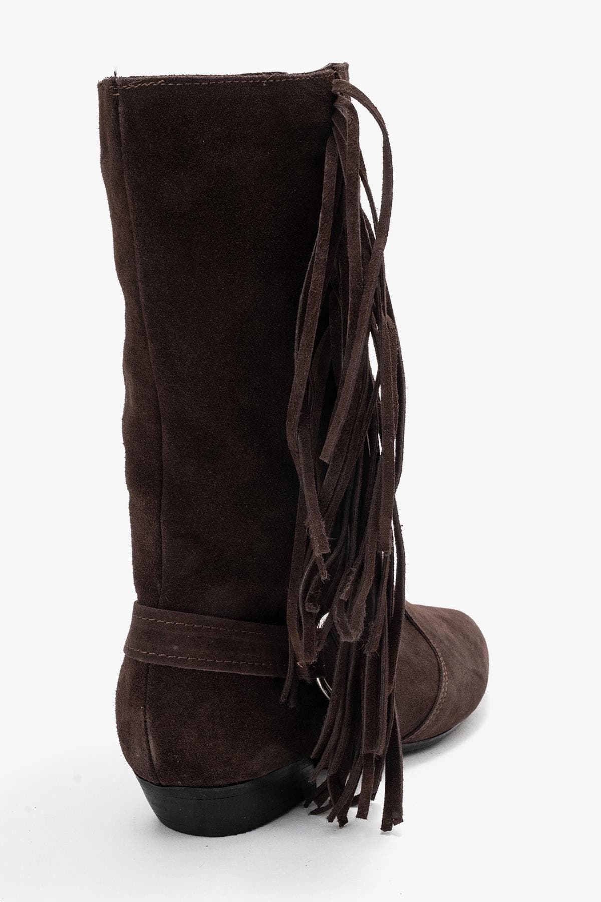 Selora Leather Buckle Western Boot, Alternate, color, Brown Suede Leather