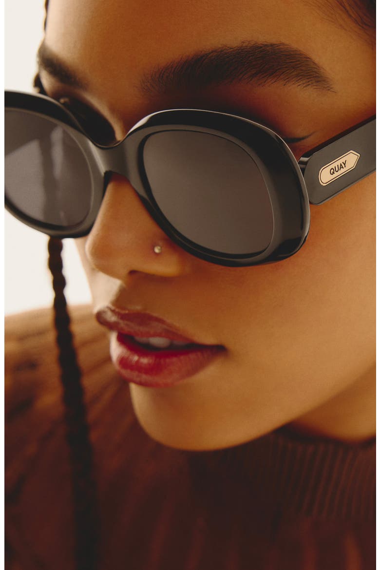 Impromptu 52mm Round Sunglasses, Alternate, color, BLACK/ SMOKE