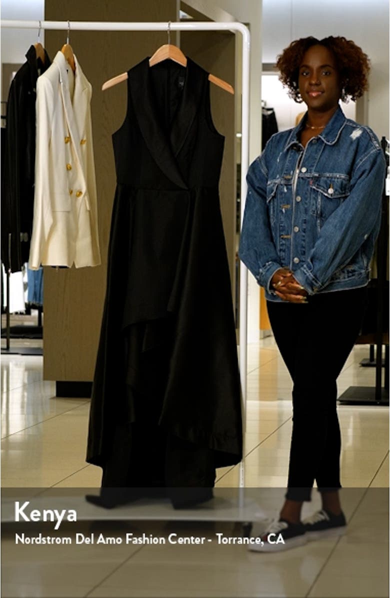 Tuxedo High-Low Satin Gown, sales video thumbnail