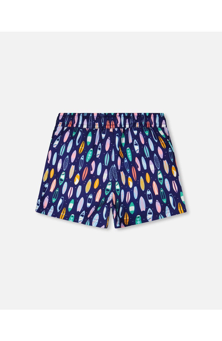 Deux par Deux Mid Thigh Surfboard Boardshorts, Alternate, color, Blue Printed Surfboards