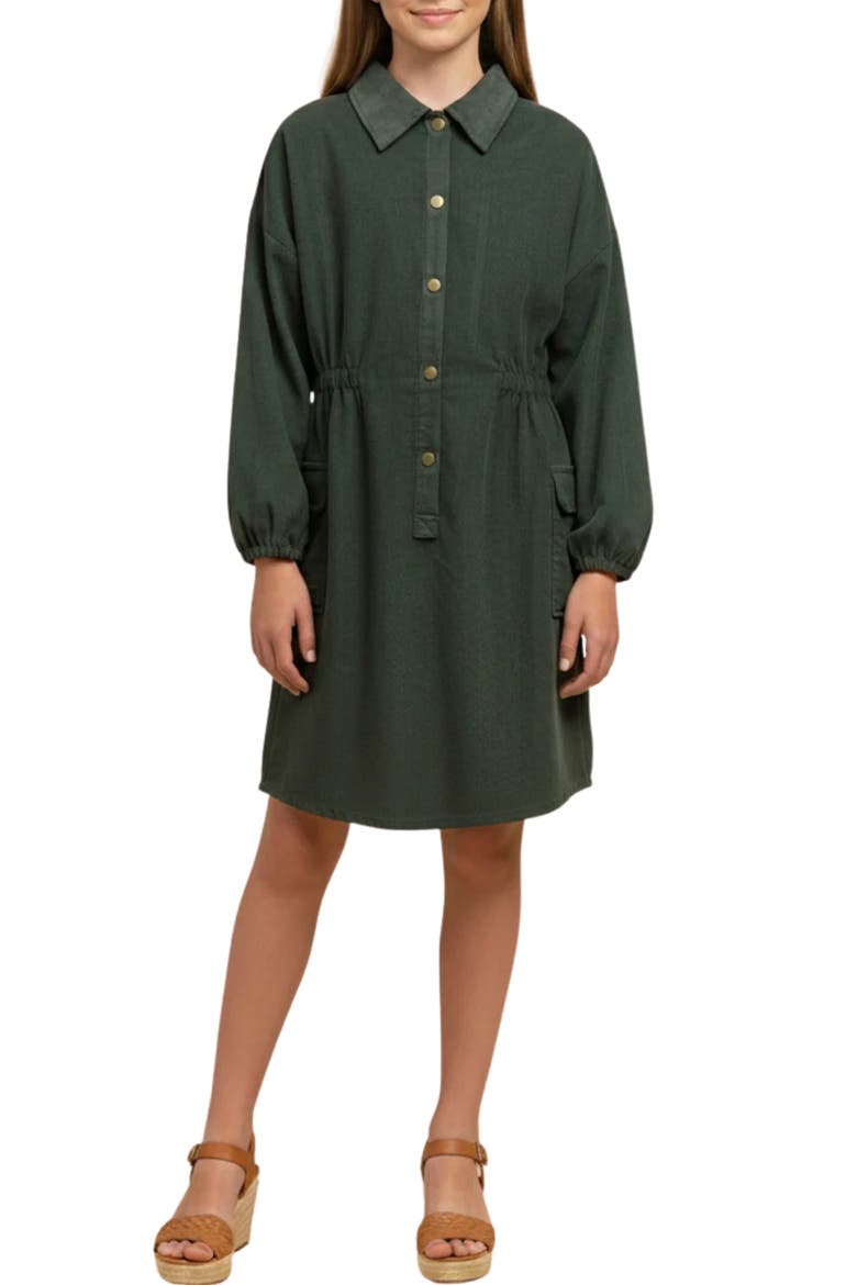 Long Sleeve Cotton Corduroy Dress, Main, color, OLIVE