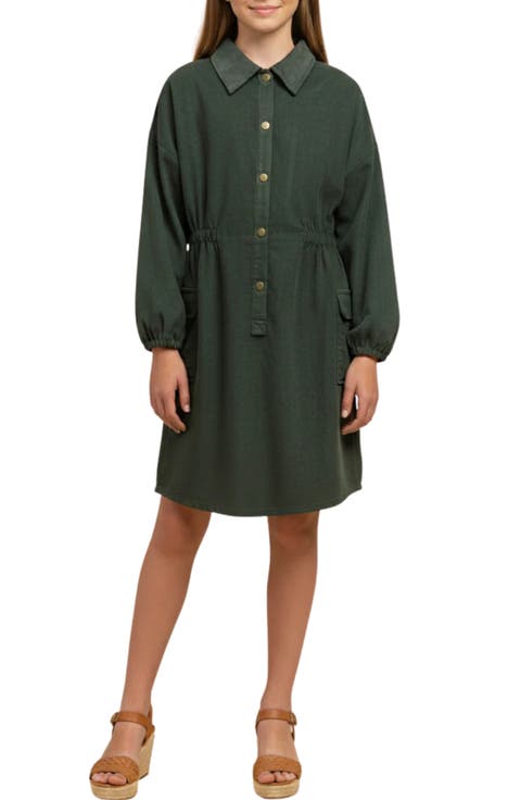 Long Sleeve Cotton Corduroy Dress