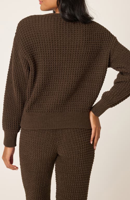 Pj Salvage Chenille Waffle Knit Lounge Sweater In Brown