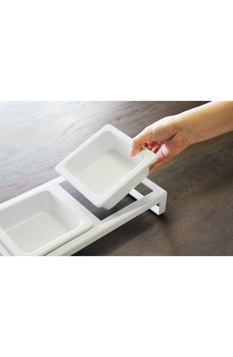 Yamazaki Pet Food Bowls & Stand, Alternate, color, White
