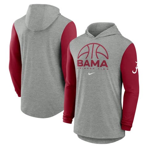 Men's Nike Gray/Crimson Alabama Crimson Tide Basketball Color-Block Tri-Blend Dri-FIT Long Sleeve Hoodie T-Shirt