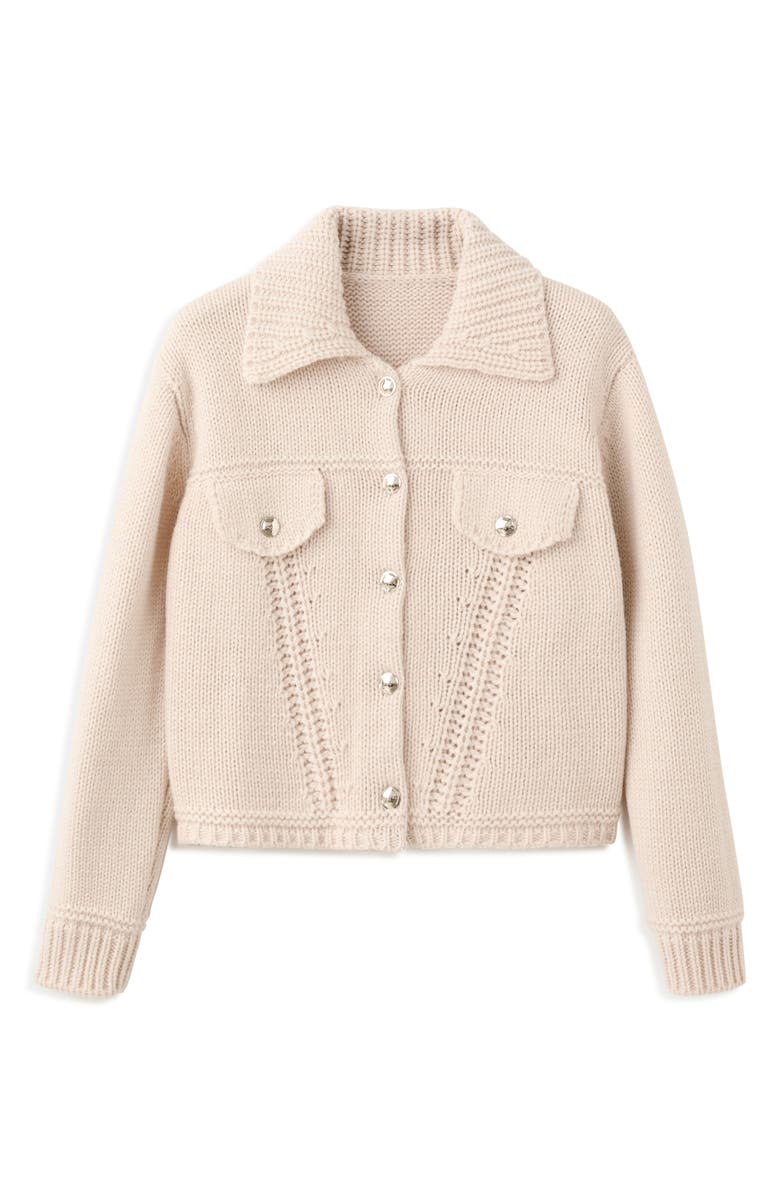 MANGO Faceted Button Cardigan, Alternate, color, Sand