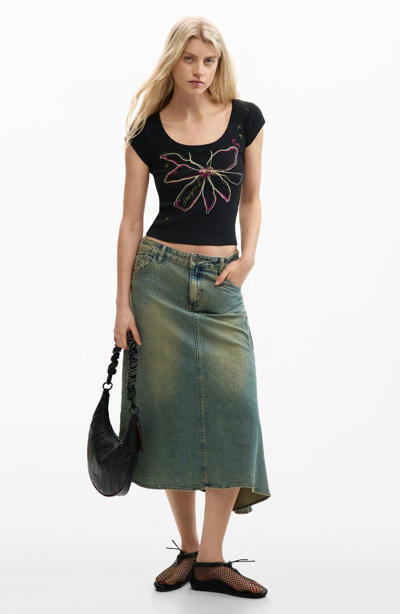 Desigual Floral Graphic T-Shirt, Alternate, color, Black