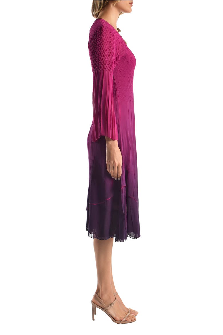 Chiffon A Line Dress with Split Sleeves, Alternate, color, Magenta Ombre