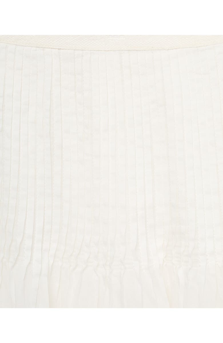 MANGO Pleated Lace Trim Cotton Midi Skirt, Alternate, color, White