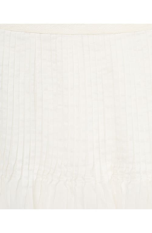 Mango Pleated Lace Trim Cotton Midi Skirt In White