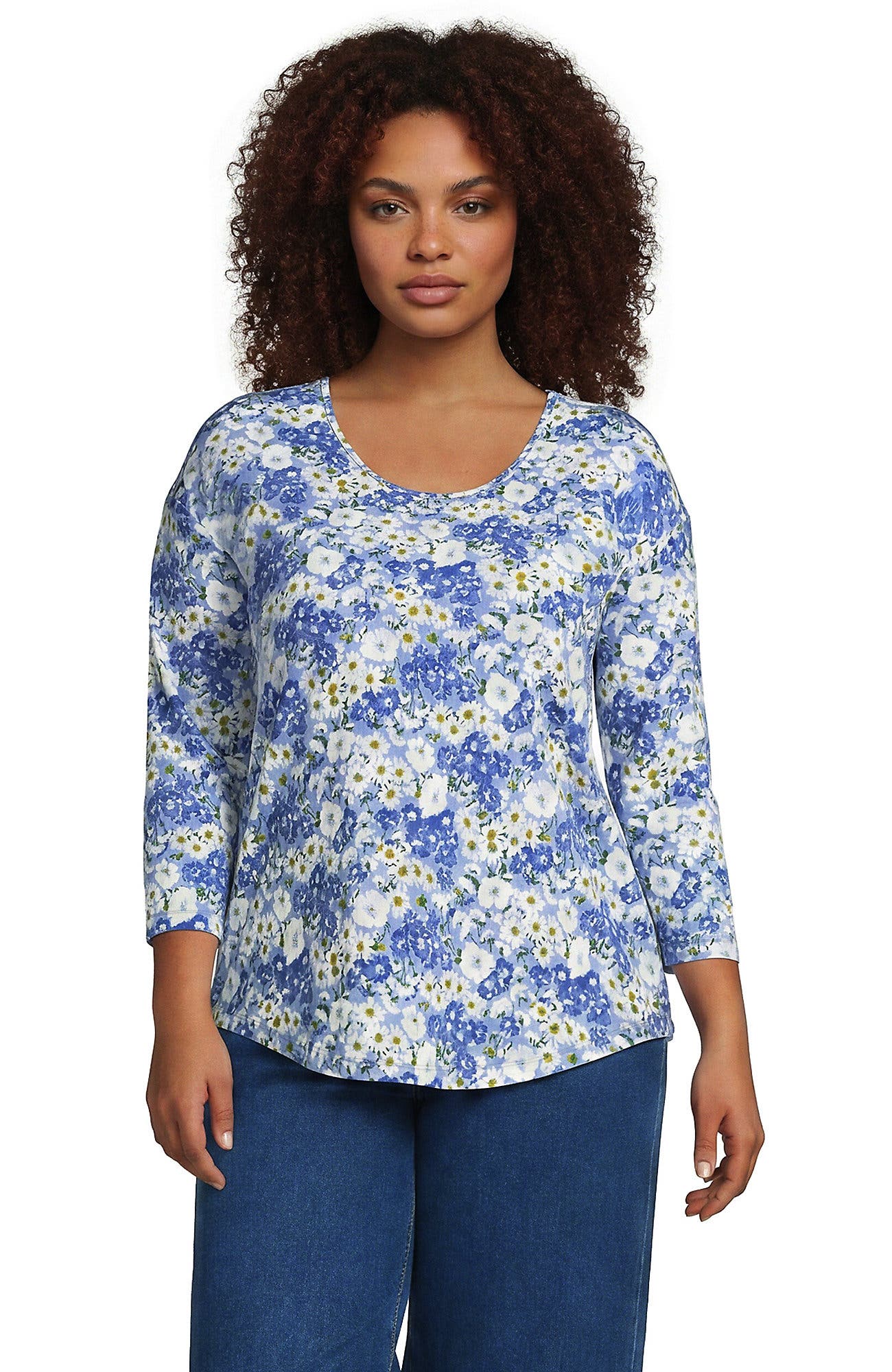Clear Blue/Ivory Flower Patch