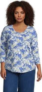Lands' End Plus Size 3/4 Sleeve Lightweight Jersey Shirttail Tee