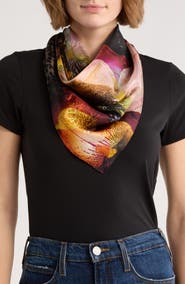 AllSaints Monica Berry Silk Square Scarf