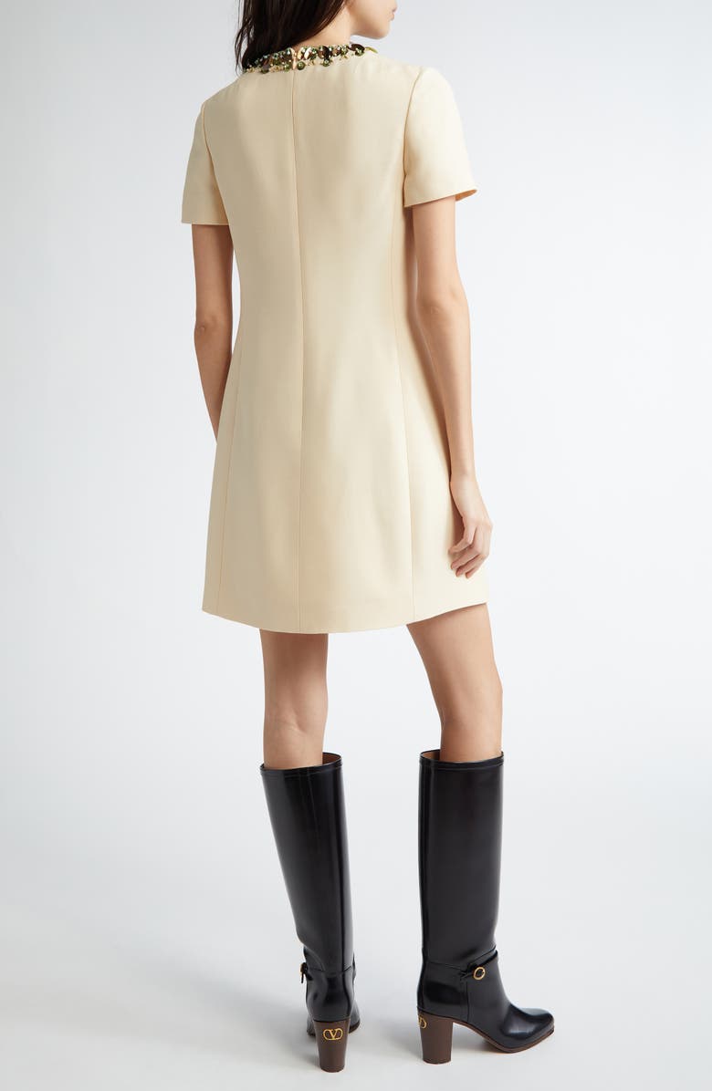 Valentino Garavani Embellished Crepe Couture Shift Minidress, Alternate, color, Ivory Multi