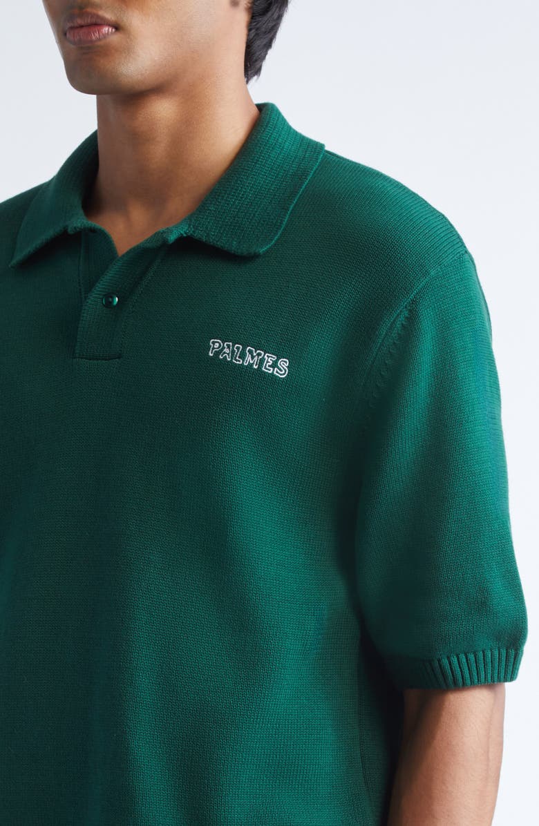 PALMES Embroidered Logo Organic Cotton Polo Sweater, Alternate, color, Dark Green