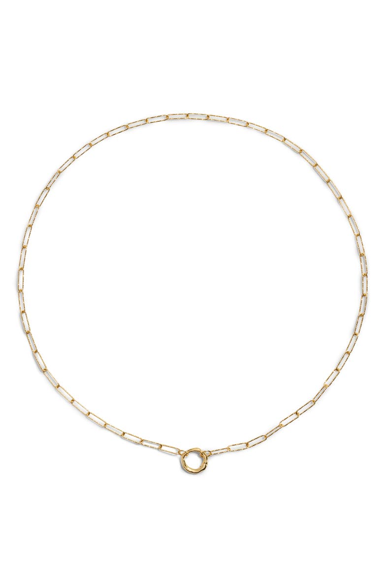 Monica Vinader Alta Textured Charm Necklace, Main, color, 18K Gold Vermeil