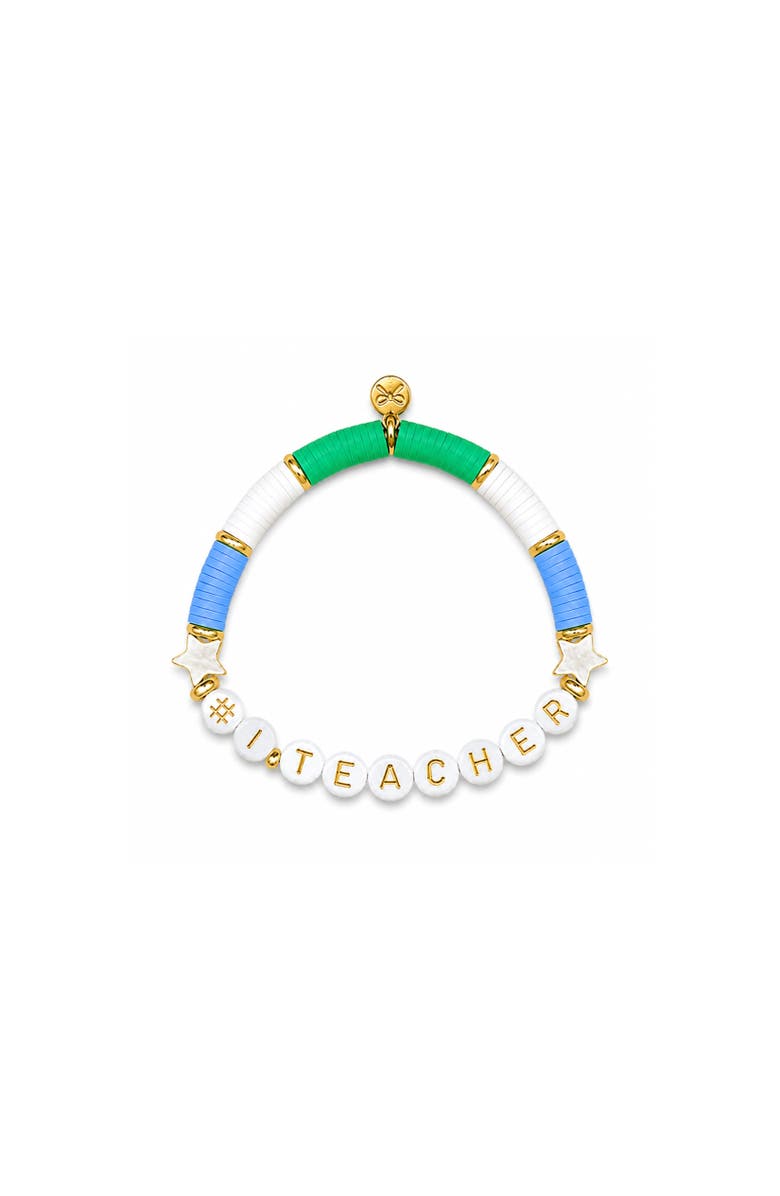 Bits & Bows #1 Teacher Women's Bracelet, Alternate, color, Blue/White/Green