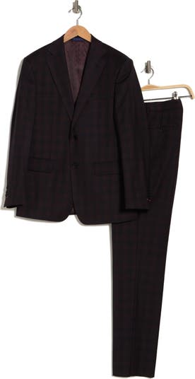 Trim Fit Plaid Suit
