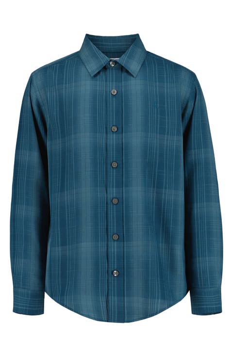 Kids' Long Sleeve Plaid Button-Up Shirt