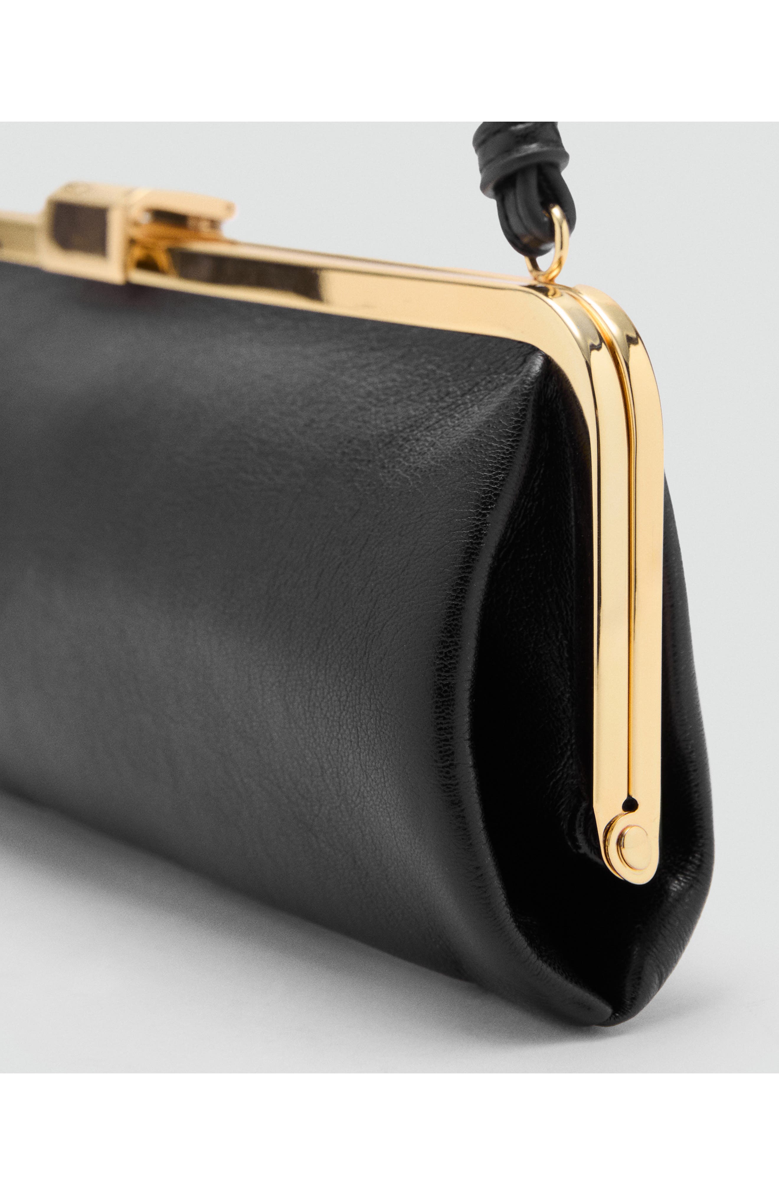 MANGO Metallic Frame Clutch, Alternate, color, Black