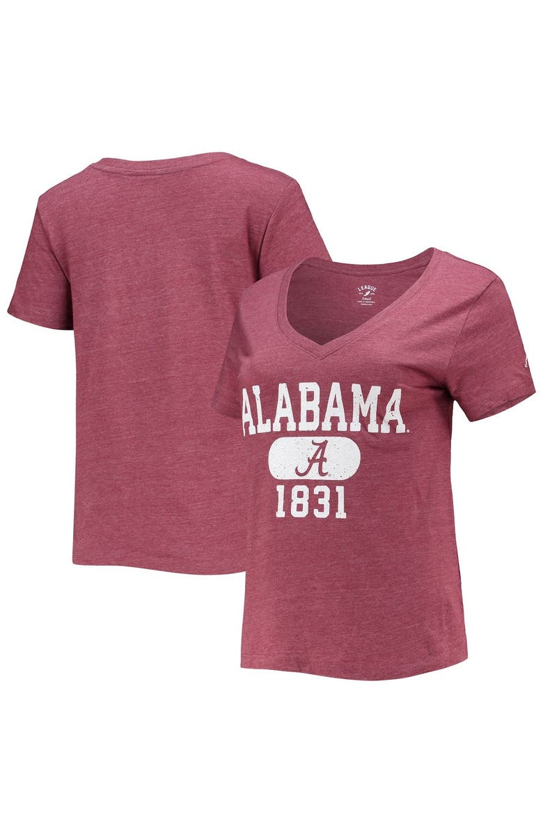 LEAGUE COLLEGIATE WEAR Women's League Collegiate Wear Heathered Crimson Alabama Crimson Tide Intramural Boyfriend Tri-Blend V-Neck T-Shirt, Main, color, Crimson