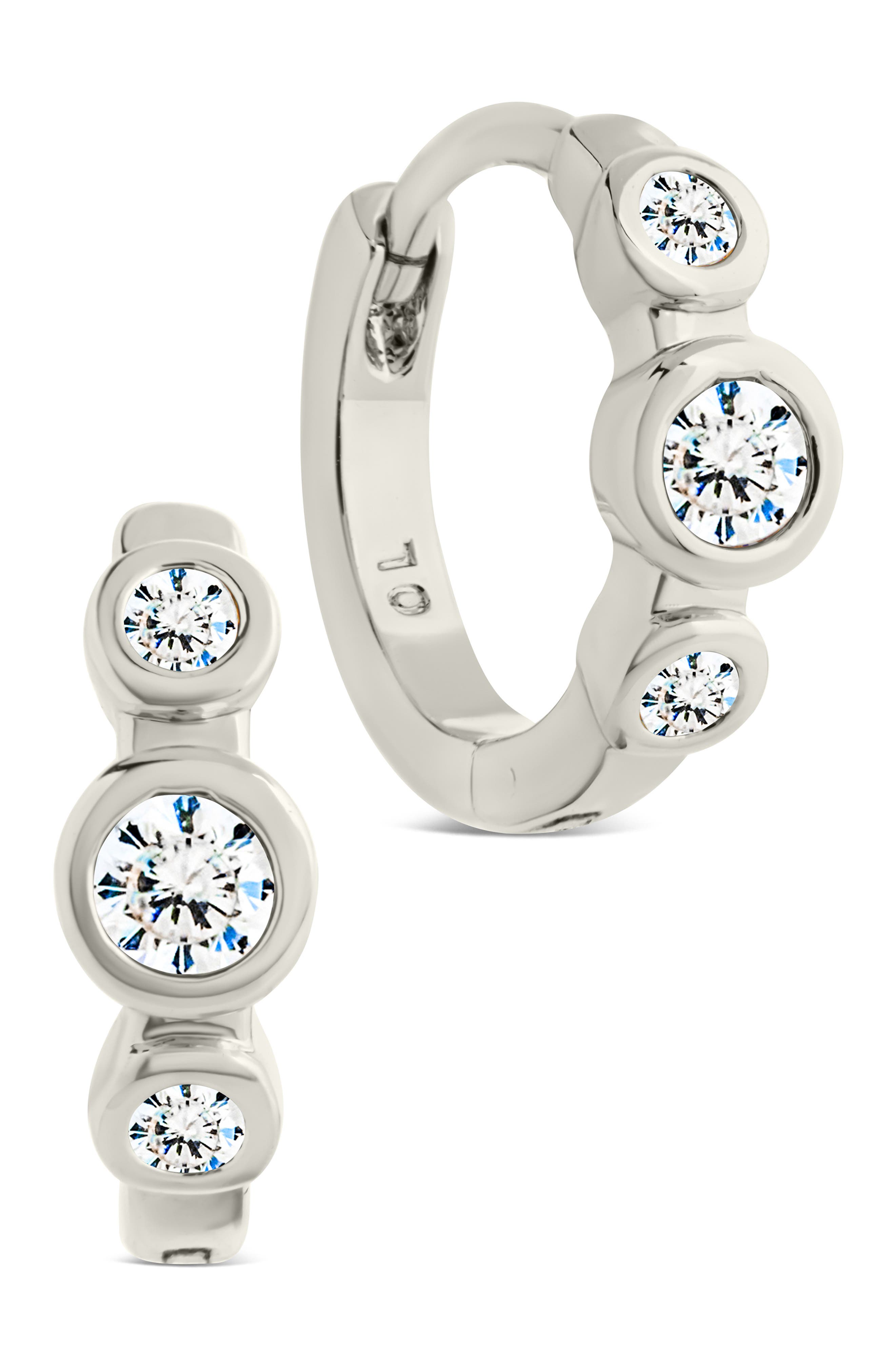 Sterling Forever Karolina Cubic Zirconia Trio Huggie Hoop Earrings