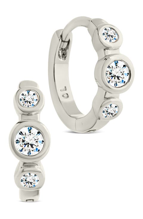 Karolina Cubic Zirconia Trio Huggie Hoop Earrings