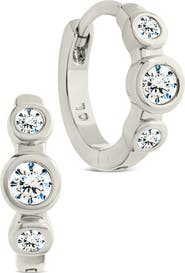 Sterling Forever Karolina Cubic Zirconia Trio Huggie Hoop Earrings