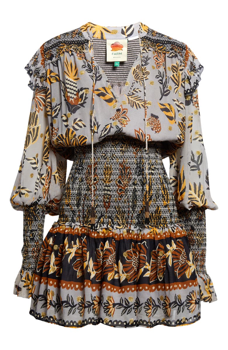 FARM Rio Floral Tapestry Long Sleeve Minidress, Alternate, color, 