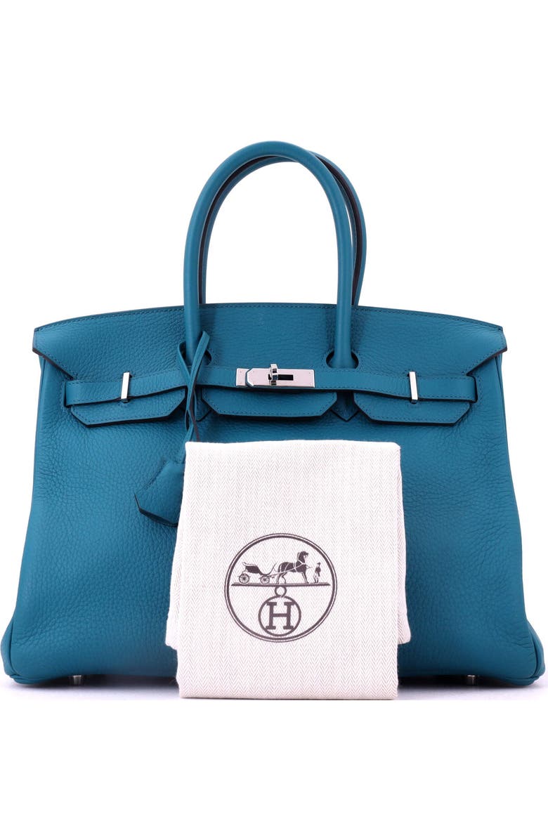 Pre-Owned Hermes Birkin Handbag Blue Clemence with Palladium Hardware 35, Alternate, color, Bleu Izmir