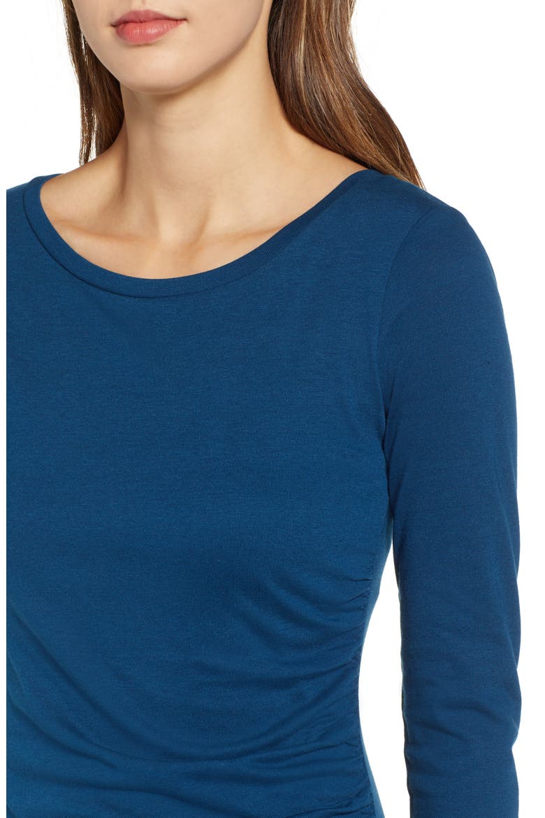 Ruched Long Sleeve Dress, Alternate, color, BLUE AURORA