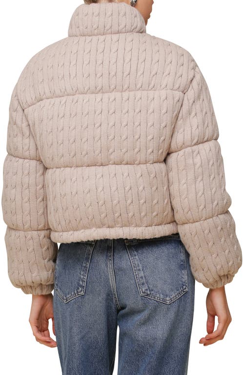 Avec Les Filles Crop Sweater Puffer Jacket In Beige