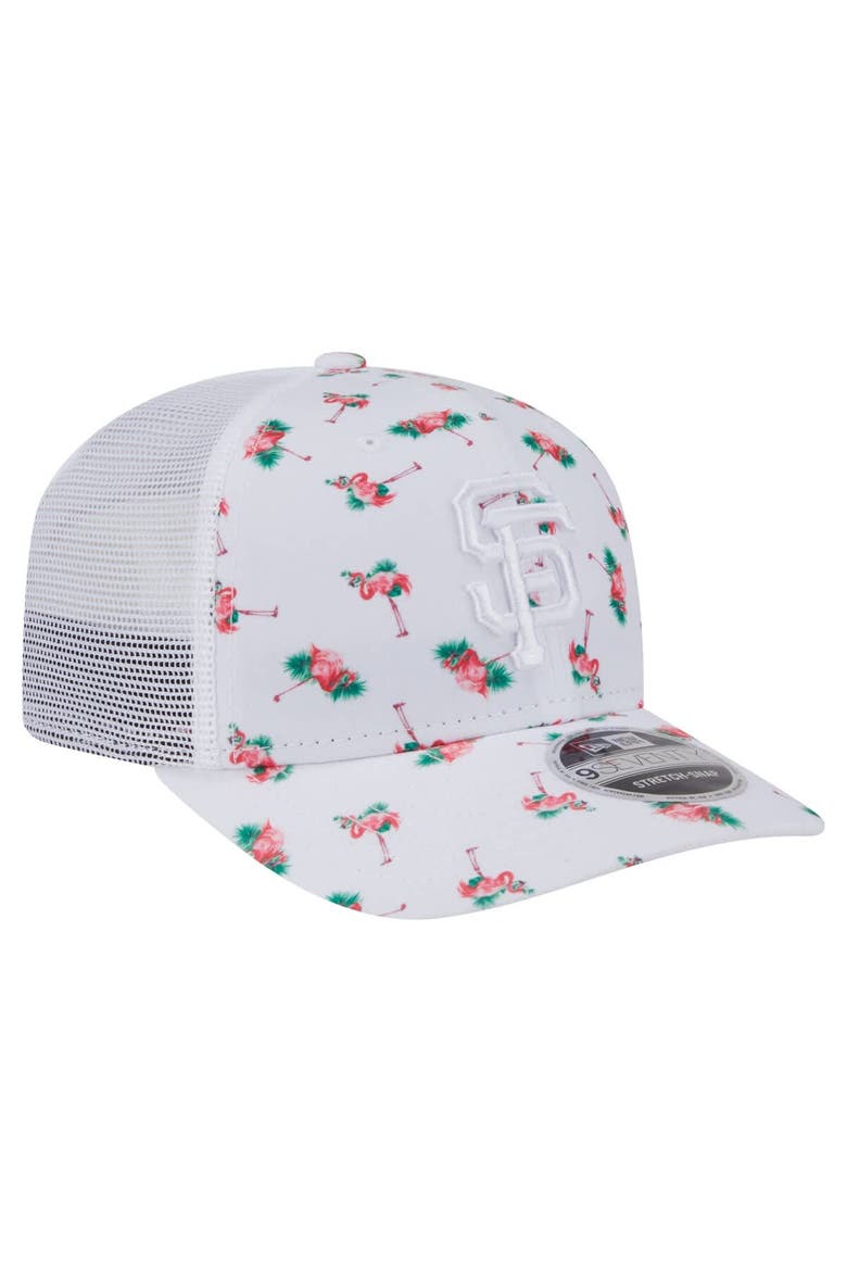 Men's New Era  White San Francisco Giants Flamingo Mesh Back 9SEVENTY Stretch-Snap Hat, Alternate, color, White