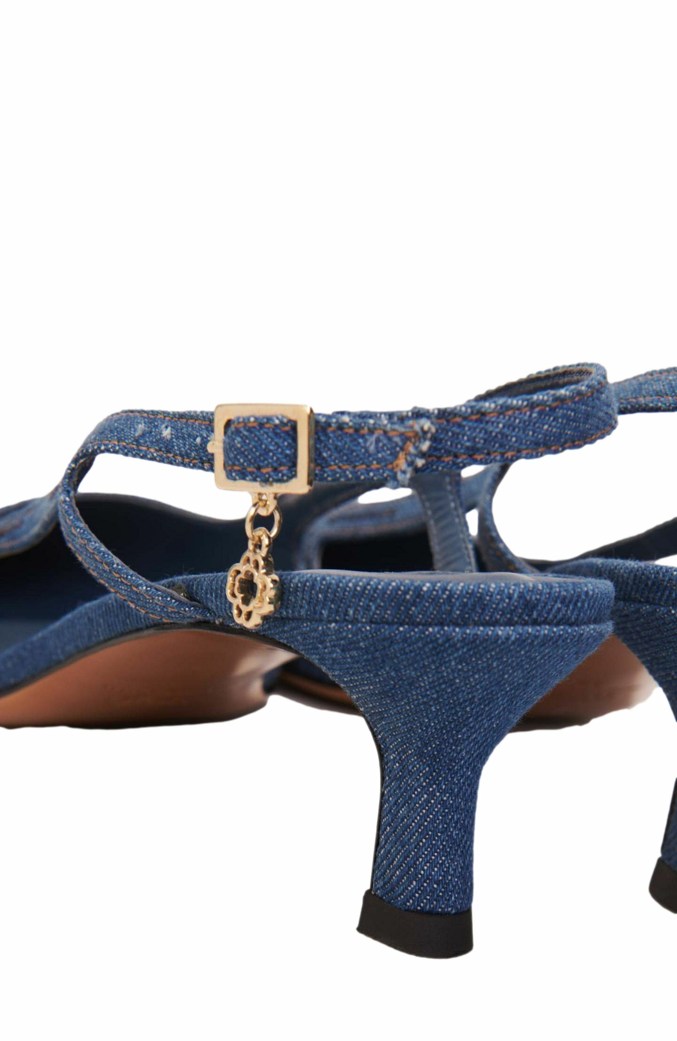 maje Slingback pump in rhinestone denim, Alternate, color, 