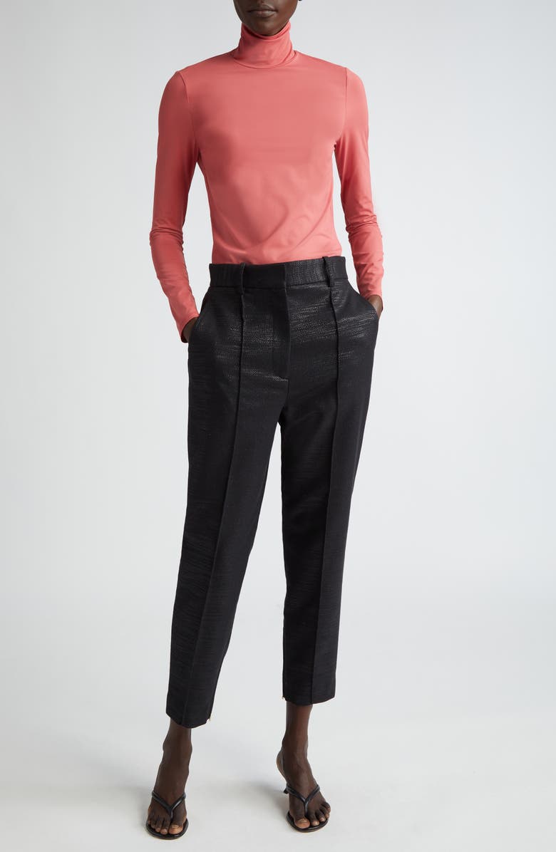 ST. JOHN Metallic Twill Pintuck Ankle Pants, Alternate, color, 