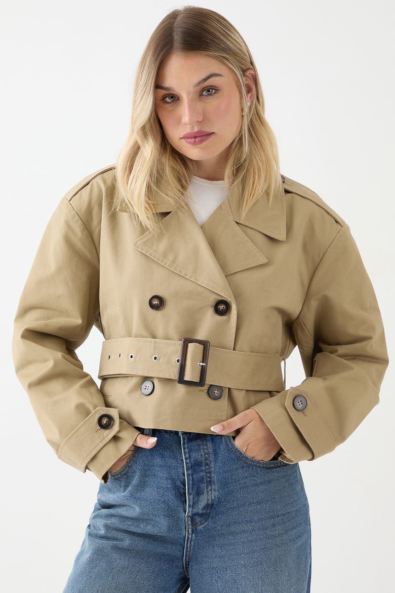 Tailored Cropped Trench Coat, Main, color, Stone